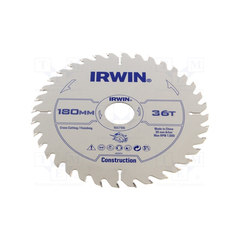 1 pcs x IRWIN - 1897196 - Circular saw, Ø: 180mm, Øhole: 30mm, Teeth: 36, wood