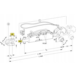 Upper link, hydraulic hook with ball, cat. 3, 2 oe