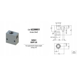 Two-way valve block 2 2 bspp 3 8