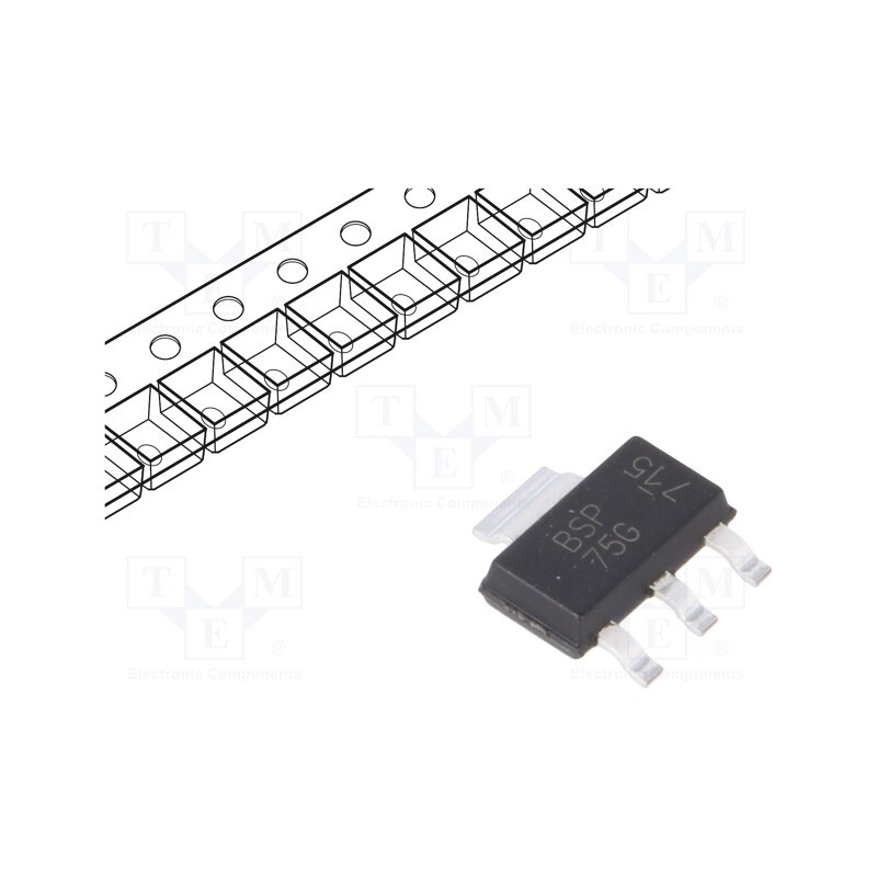 1 pcs x DIODES INCORPORATED - BSP75GTA - IC: power switch, low-side, 1.6A, Ch: 1, N-Channel, SMD, SOT223