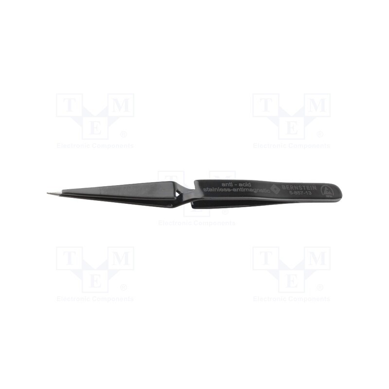 1 pcs x BERNSTEIN - 5-857-13 - Tweezers, Blade tip shape: sharp, Tweezers len: 125mm, ESD