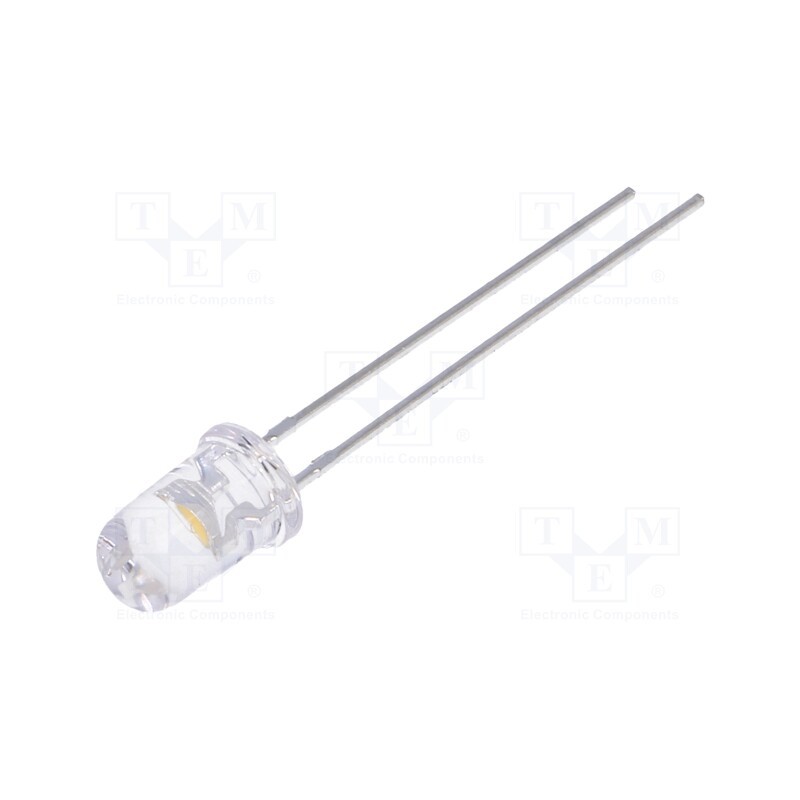 1 pcs x LUCKYLIGHT - LL-504WC2V-W6-3PD - LED, 5mm, white warm, 5000÷8500mcd, 30°, Front: convex, 2.6÷3.6V