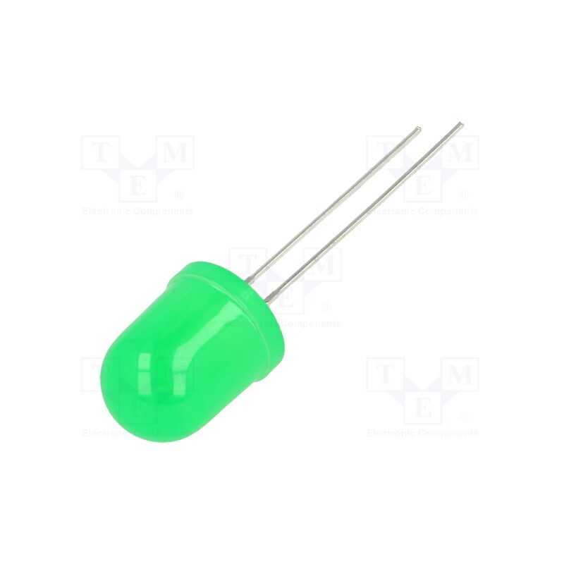 1 pcs x LUCKYLIGHT - LL-1003GD2D-1A - LED, 10mm, green, 40÷45mcd, 40°, Front: convex, 1.7÷2.8V