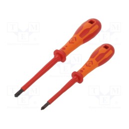 1 set x C.K - T49146 - Kit: screwdrivers, insulated, 1kVAC, Pozidriv®, Size: PZ1,PZ2