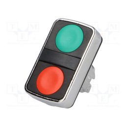 1 pcs x SCHNEIDER ELECTRIC - ZB4BA7340 - Switch: double, 22mm, Stabl.pos: 1, green/red, none, IP66, flat