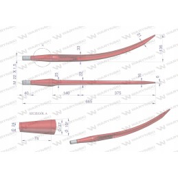 Front loader, red, bent, closing l 680 m
