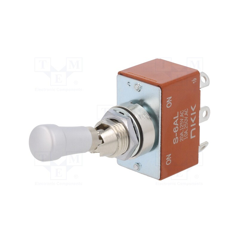 1 pcs x NKK SWITCHES - S6AL - Switch: toggle, Pos: 2, DPDT, ON-ON, 10A/250VAC, 20A/30VDC, -10÷70°C