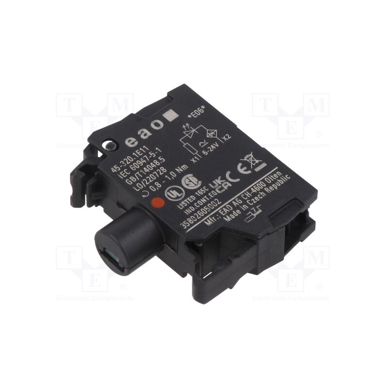 1 pcs x EAO - 45-320.1E11 - Illuminating unit, 22mm, 45, front fixing, 6÷24VAC, red, 6÷24VDC