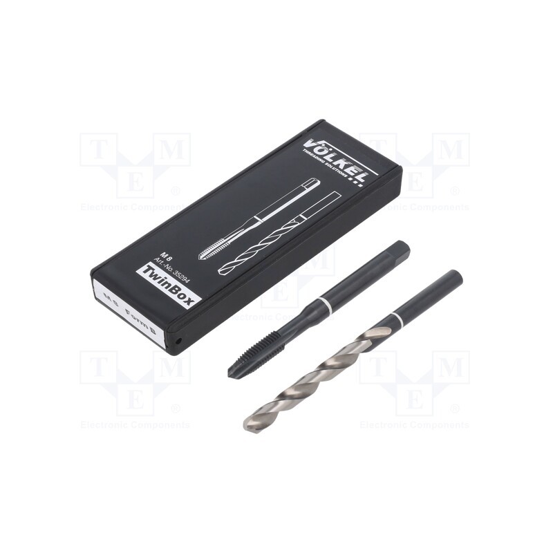 1 set x Vu00d6LKEL - 35294 - Tap, high speed steel cobalt HSS-E, M8, 1.25, ISO2/6H, 2pcs.