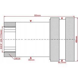 Hydra socket, euro connector, internal thread 3 4