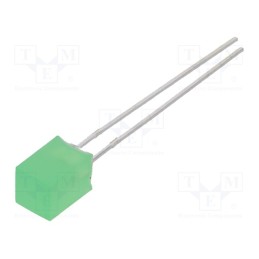 1 pcs x LUCKYLIGHT - LL-553GD1E-1A - LED, square, 5x5mm, green, 10÷15mcd, 146°, Front: flat, 20mA