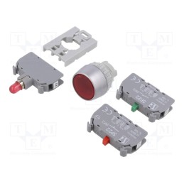 1 pcs x SPAMEL - SP22-KLC-11-24-LED\AC/DC - Switch: push-button, 22mm, Stabl.pos: 1, NC + NO, red, LED, IP65