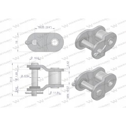 Chain link with O-ring ANSI A 60 R1 3 4