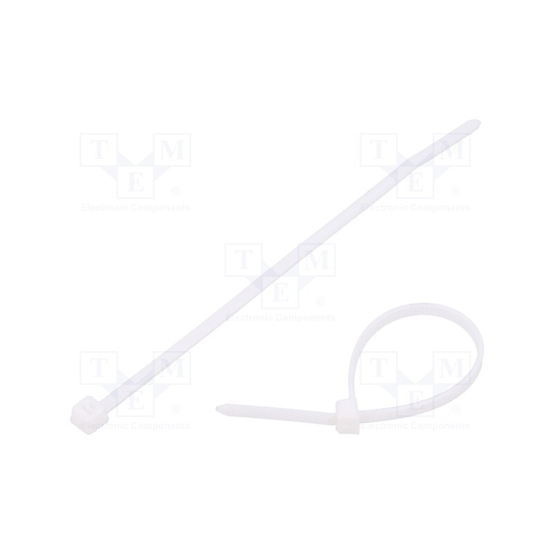 100 pcs x HELLERMANNTYTON - 111-91819 - Cable tie, L: 100mm, W: 2.45mm, polyamide, 80N, white, Ømax: 22mm