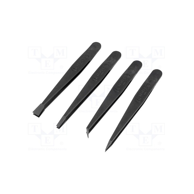 1 set x IDEAL-TEK - K4PICF - Set of tweezers, non-magnetic, ESD, Resistance to: abrasion