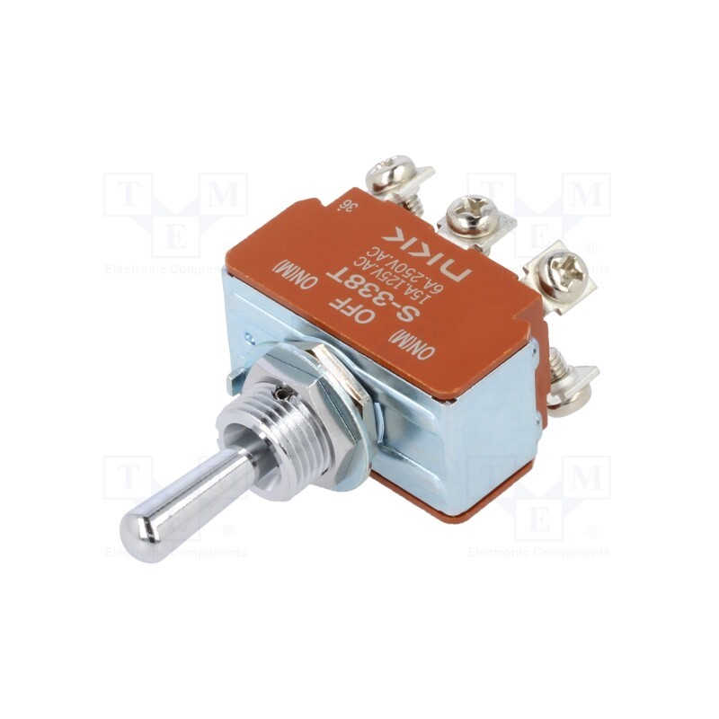 1 pcs x NKK SWITCHES - S338T - Switch: toggle, Pos: 3, DP3T, (ON)-OFF-(ON), 6A/250VAC, 20A/30VDC