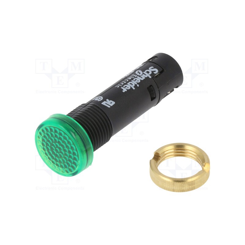 1 pcs x SCHNEIDER ELECTRIC - XVLA323 - Indicator: LED, flat, green, 12VDC, Ø12mm, IP40, screw terminals