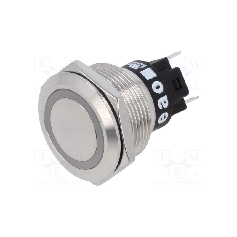1 pcs x EAO - 82-6151.0133 - Indicator: LED, flat, green, 12VDC, 12VAC, Ø22mm, Body: silver