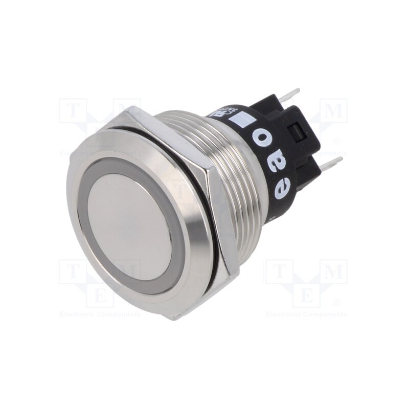 1 pcs x EAO - 82-6151.0113 - Indicator: LED, flat, red, 12VDC, 12VAC, Ø22mm, Body: silver