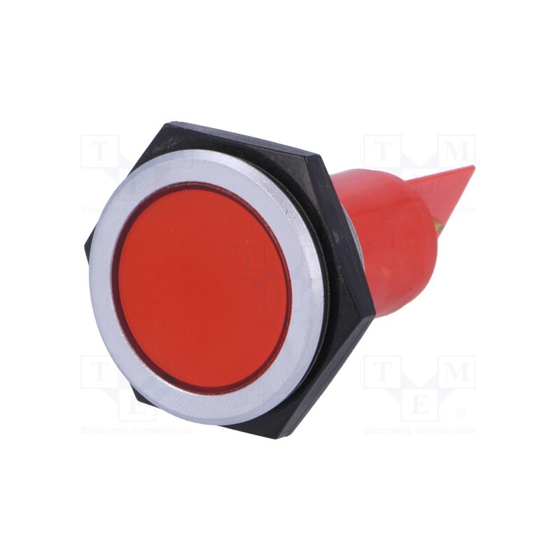 1 pcs x SIGNAL-CONSTRUCT - SMFP30H0249 - Indicator: LED, flat, red, 24÷28VDC, Ø30.2mm, IP67, brass, ØLED: 20mm