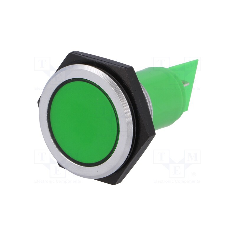 1 pcs x SIGNAL-CONSTRUCT - SMFP30H7249 - Indicator: LED, flat, green, 24÷28VDC, Ø30.2mm, IP67, brass