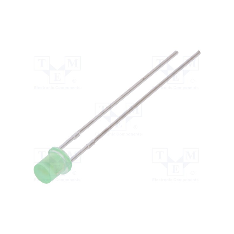 1 pcs x LUCKYLIGHT - LL-304PGD1X-G5-2B - LED, 3mm, green, 1300÷2200mcd, 110°, Front: flat, 2.6÷3.6V