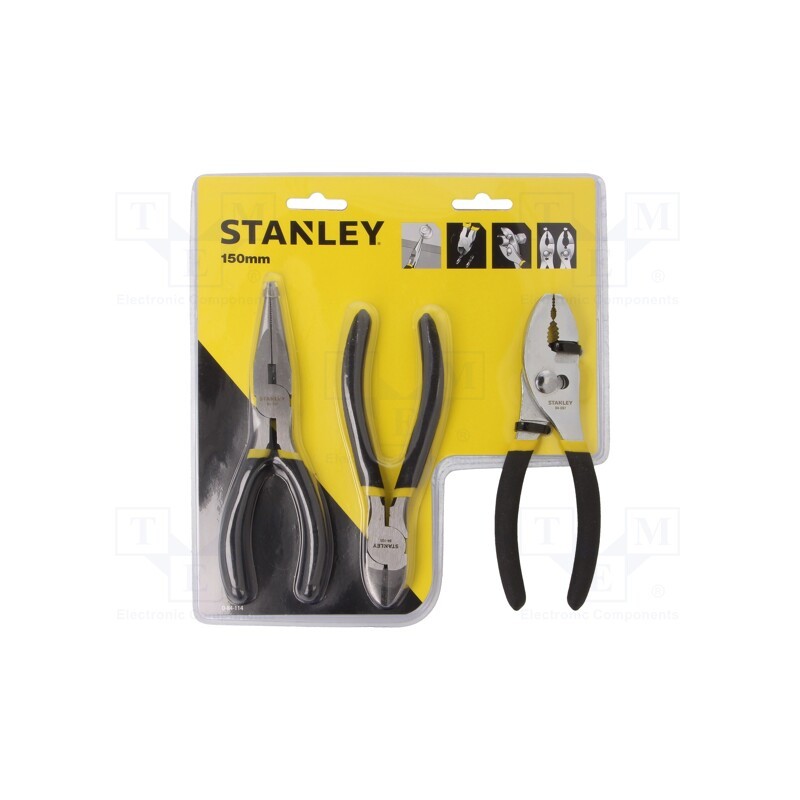 1 set x STANLEY - 0-84-114 - Kit: pliers, side,cutting,universal,elongated, BASIC, blister