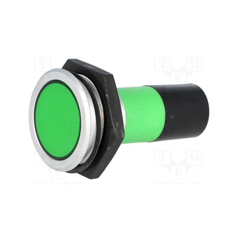 1 pcs x SIGNAL-CONSTRUCT - SMFP30H7289 - Indicator: LED, flat, green, 230VAC, Ø30.2mm, IP67, brass, ØLED: 20mm