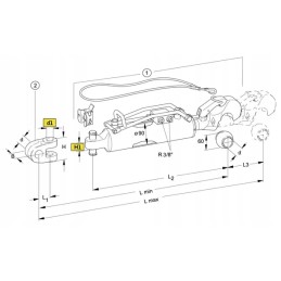 Top connector, hydraulic hook with ball, cat. 3, oe 90