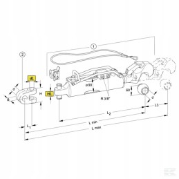 Top connector, hydraulic hook with ball, cat. 3, oe 90