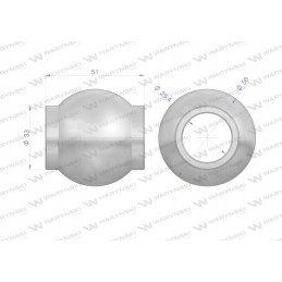 Top connector ball, hardened, category 2, 50x25x51 in