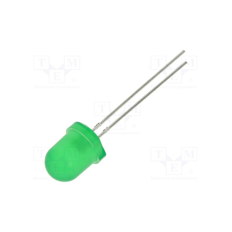 1 pcs x LUCKYLIGHT - 804PGD2C-G5-2B - LED, 8mm, green, 5000mcd, 60°, Front: convex, 2.6÷3.8V, No.of term: 2