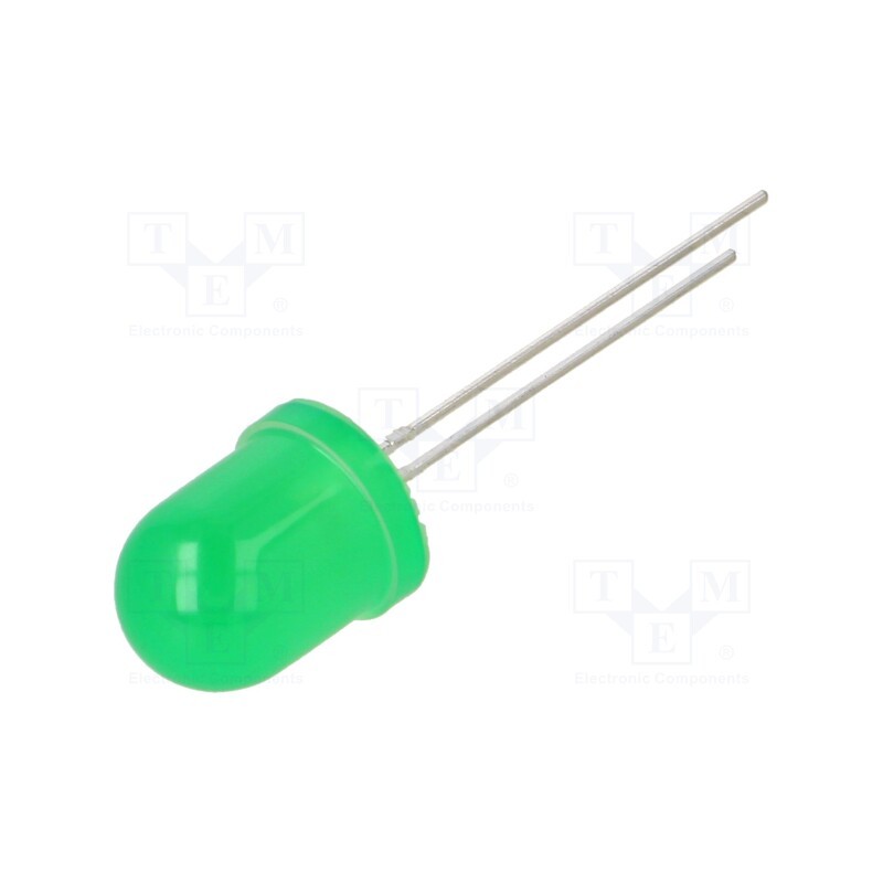 1 pcs x LUCKYLIGHT - 1004PGD2R-G5-2B - LED, 10mm, green, 2900mcd, 60°, Front: convex, 2.6÷3.4V