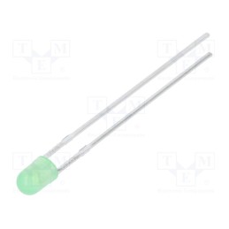 1 pcs x LUCKYLIGHT - LL-304PGD2P-G5-2B - LED, 3mm, green, 3800÷6500mcd, 60°, Front: convex, 2.6÷3.6V