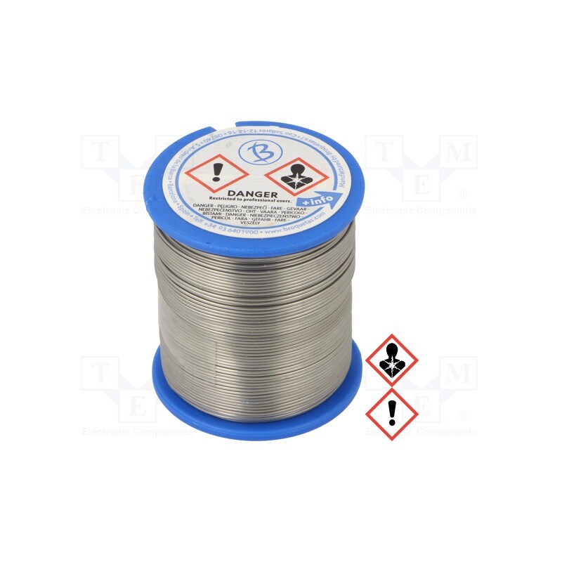 1 pcs x BROQUETAS - BROFIL 63 B2.1 0.8MM 250G - Soldering wire, Sn63Pb37, 0.8mm, 250g, lead-based, reel, 183°C