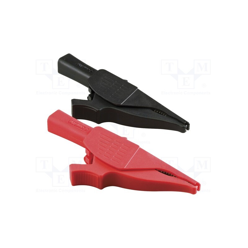 1 set x EXTECH - TL708 - Crocodile clip, 6A, black,red, Grip capac: max.40mm, 1kV, 2pcs.