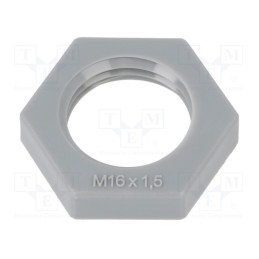 100 pcs x OBO BETTERMANN - 116 M16 SGR PA - Nut, M16, polyamide, 22mm, grey, Thread: metric, Pitch: 1.5