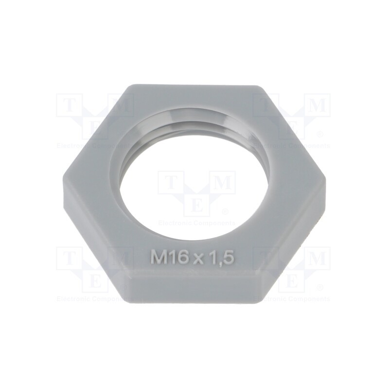 100 pcs x OBO BETTERMANN - 116 M16 SGR PA - Nut, M16, polyamide, 22mm, grey, Thread: metric, Pitch: 1.5