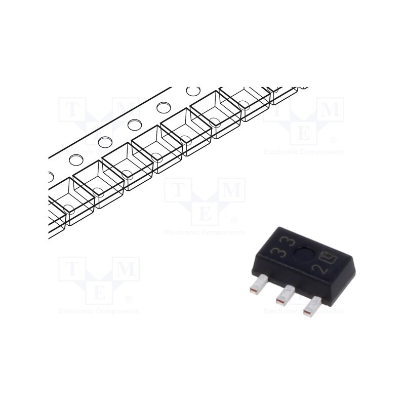 1 pcs x TOREX - XC6203E332PR-G - IC: voltage regulator, linear,fixed, 3.3V, 400mA, SOT89-3, SMD
