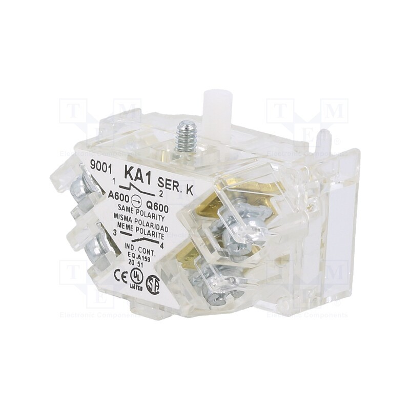 1 pcs x SCHNEIDER ELECTRIC - 9001KA1 - Contact block, 30mm, 9001K, Contacts: NC + NO
