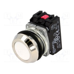 1 pcs x PROMET - NEF30-KBXY - Switch: push-button, 30mm, Stabl.pos: 1, NC + NO, white, IP56, NEF30