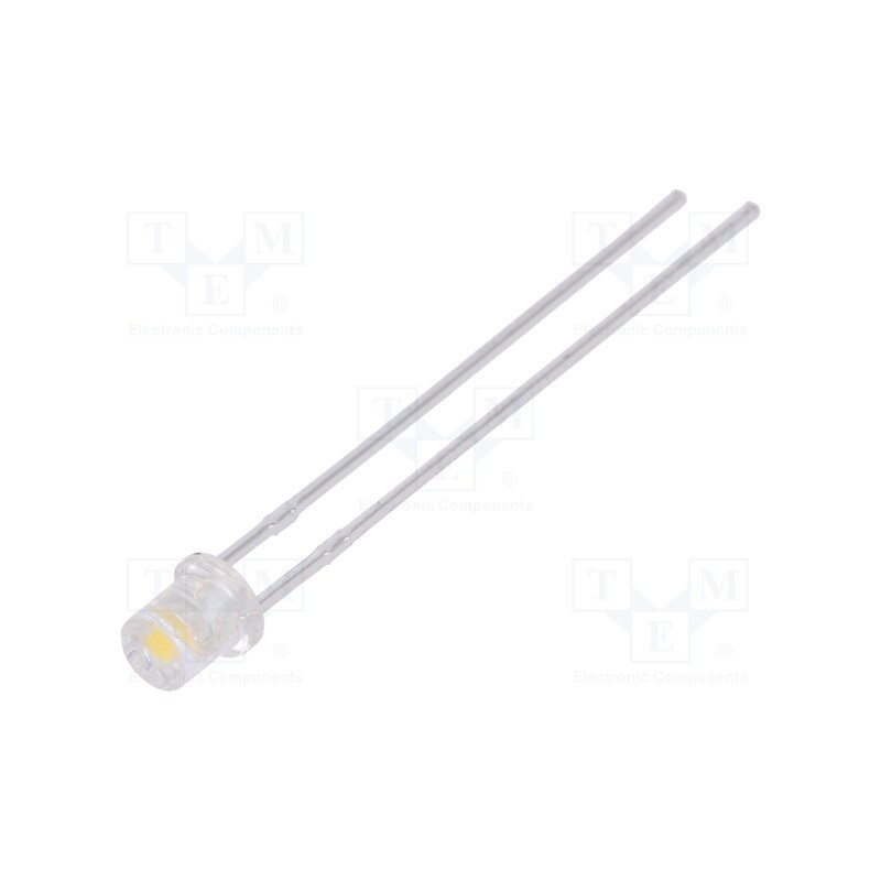 1 pcs x LUCKYLIGHT - LL-304WC1X-W5-3P - LED, 3mm, white neutral, 780÷1300mcd, 100°, Front: flat, 2.6÷3.6V