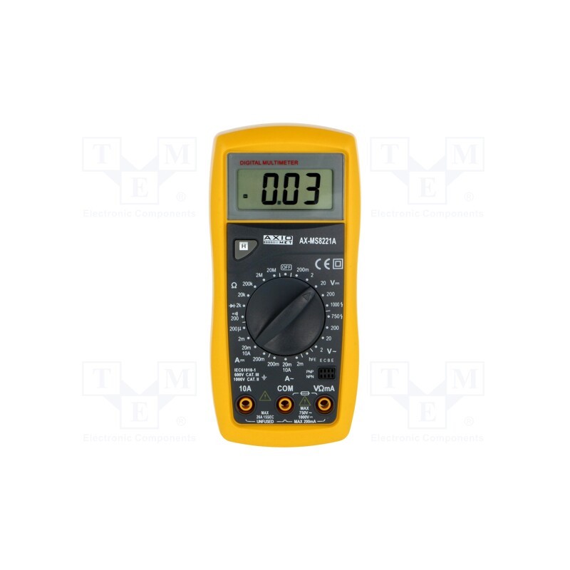 1 pcs x AXIOMET - AX-MS8221A - Digital multimeter, LCD, 3,5 digit (1999), 2,5x/s