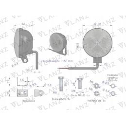 Round work lamp mini 12w 4 led glanz motoge