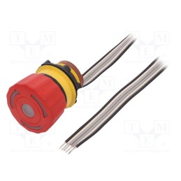1 pcs x ONPOW - LAS1-A22Y-11TSB/L/R AC/DC 24V - Switch: emergency stop, 22mm, Stabl.pos: 2, NC + NO, red, LED, 24V