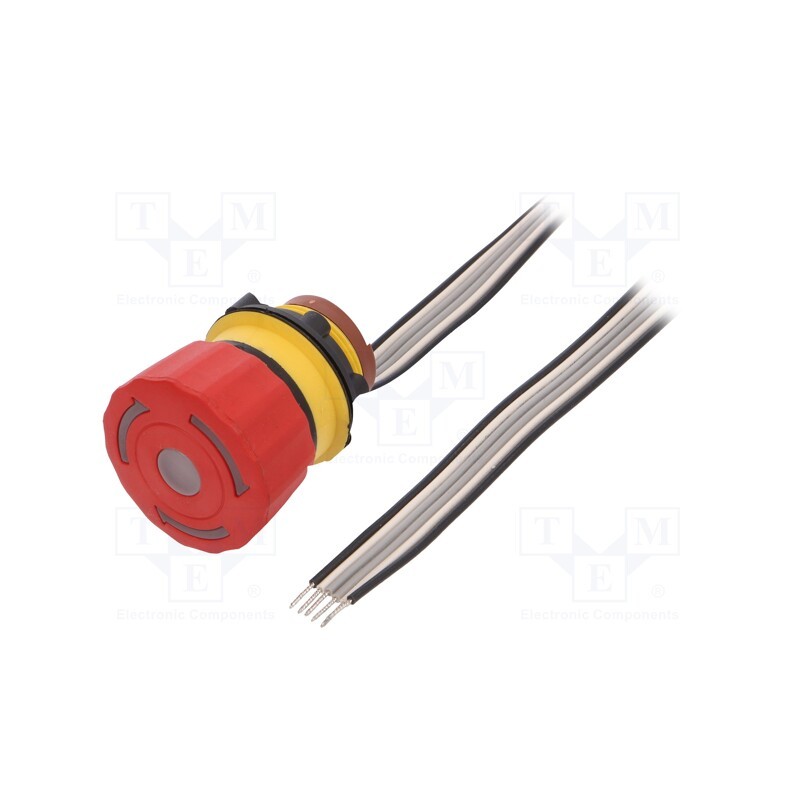 1 pcs x ONPOW - LAS1-A22Y-11TSB/L/R AC/DC 24V - Switch: emergency stop, 22mm, Stabl.pos: 2, NC + NO, red, LED, 24V