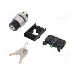 1 pcs x SPAMEL - ST22-SAA-10 - Switch: rotary with key, 22mm, Stabl.pos: 2, black, IP65, prominent