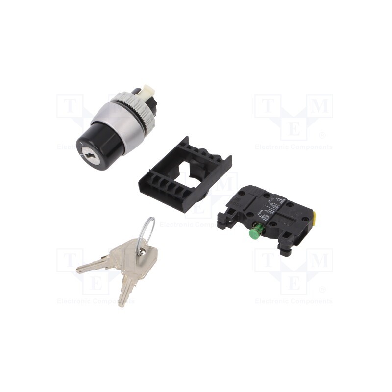 1 pcs x SPAMEL - ST22-SAA-10 - Switch: rotary with key, 22mm, Stabl.pos: 2, black, IP65, prominent