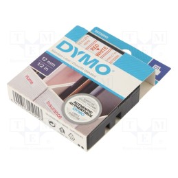 1 pcs x DYMO - S0720550 - Tape, 12mm, 7m, white, Character colour: red