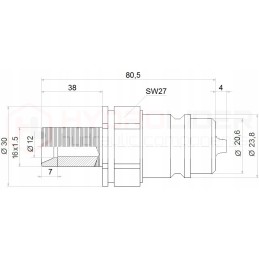 Hydraulic quick connector Euro plug M16 long